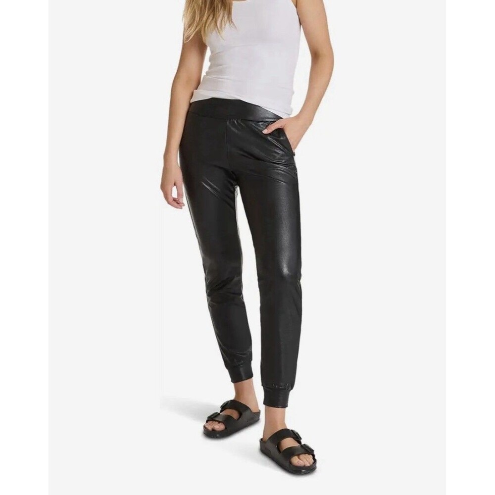 Commando Faux Leather Jogger Pant Black Legging Pull On Pockets Stretch Women XL
